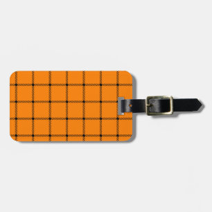 Two Bands Small Square - Black on Orange Luggage Tag