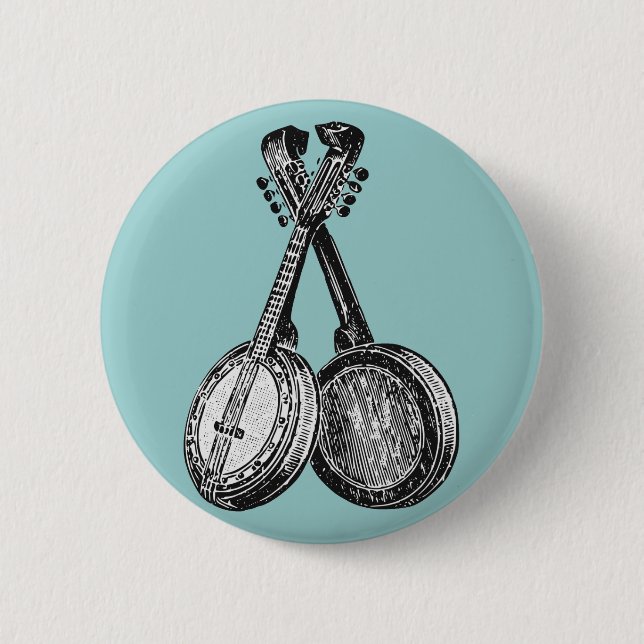 Two Banjos 6 Cm Round Badge (Front)