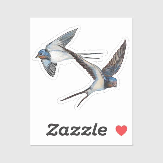 Two Barn Swallows Flying High in the Blue Sky (Sheet)