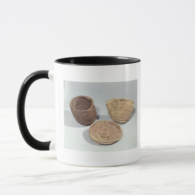 Two baskets and a cover (woven palm fronds) mug (Left)