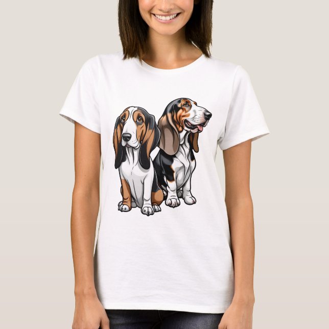 Two Basset Hounds T-Shirt (Front)