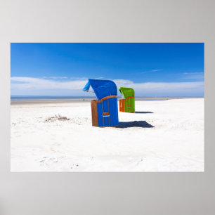 Two beach chairs at the North Sea Poster