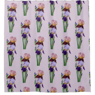 Two Bearded Irises One Maroon One Purple Shower Curtain