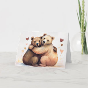 Two bears hug for Valentines Day romance Card