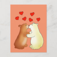 Two bears kissing and love hearts
