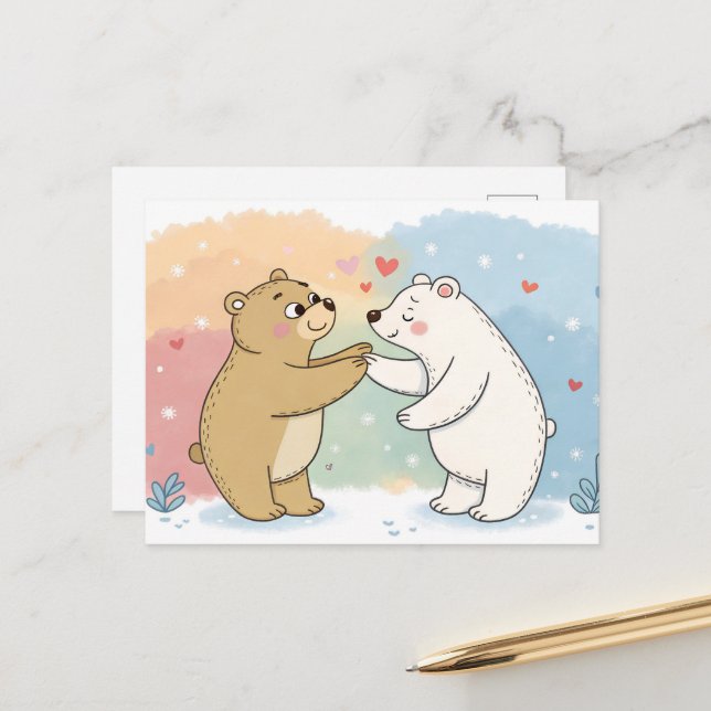Two Bears One Heart Postcard (Front/Back In Situ)