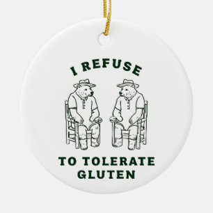 Two Bears Seated Facing Each Other With Humourous Ceramic Ornament