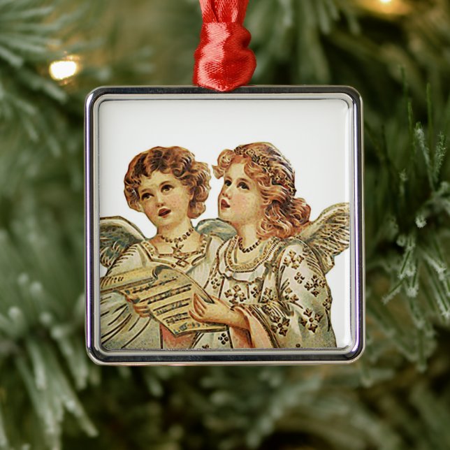 Two Beauthful Angels Metal Ornament (Tree)