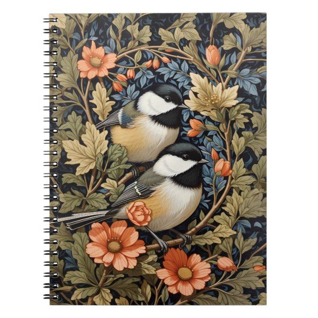 Two Beautiful Black-Capped Chickadees Notebook (Front)