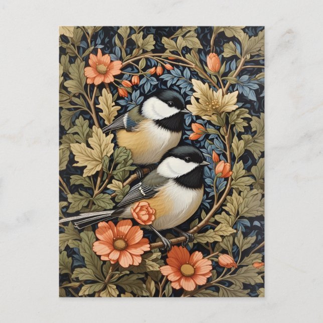 Two Beautiful Black-Capped Chickadees Postcard (Front)