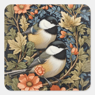 Two Beautiful Black-Capped Chickadees Square Sticker