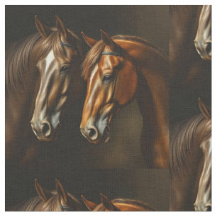 Two Beautiful Horses Cuddling  Fabric