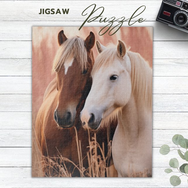 Two beautiful horses in nature jigsaw puzzle (Two beautiful horses in nature)