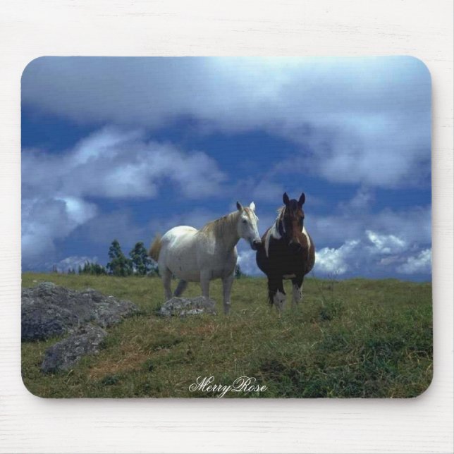Two Beautiful Horses Mouse Pad (Front)
