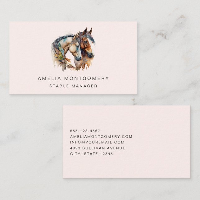 Two Beautiful Horses Western Boho Business Card (Front/Back)