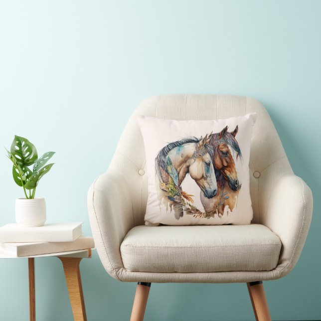 Two Beautiful Horses Western Boho Cushion (Chair)