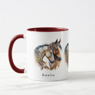 Two Beautiful Horses Western Boho Mug