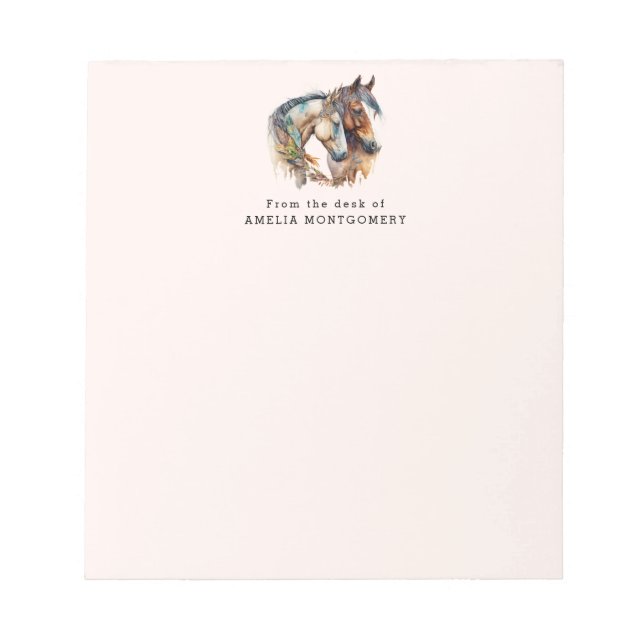  Two Beautiful Horses Western Boho Notepad (Front)