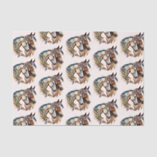 Two Beautiful Horses Western Boho Pattern Tissue Paper