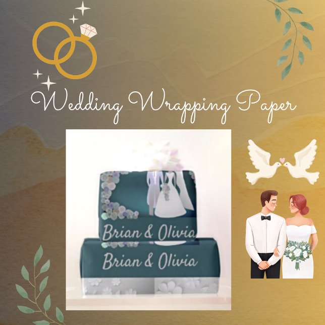 Two Become One Couple's Names Wedding Wrapping Paper (Creator Uploaded)