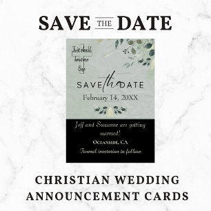 Two Become One Floral Christian Wedding Save The Date