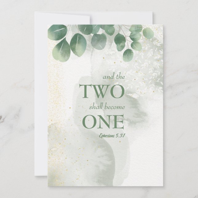 Two Become One Greenery Wedding Invitation (Front)