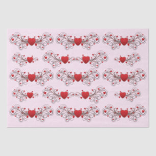 Two Become One Scrolled Hearts Pink Tissue Paper