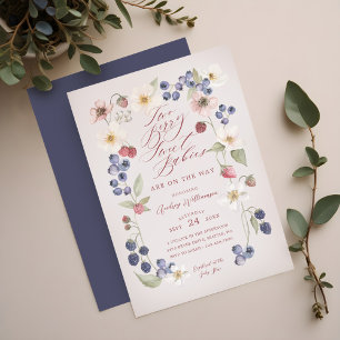 Two Berry Sweet Babies Berries & Flowers Shower Invitation