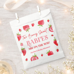 Two Berry Sweet Babies Strawberry Twin Baby Shower Favour Bag