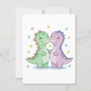 Two Best Friend Dinosaurs Postcard