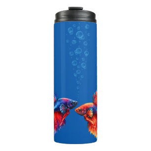 Two Betta Fish   Koi Style Fighting Fish  Thermal Tumbler