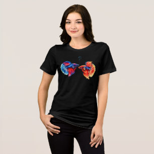 Two Betta Fish Koi Style Fighting Fish Tri-Blend Shirt