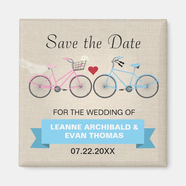 Two Bicycles Wedding Save the Date Magnet (Front)