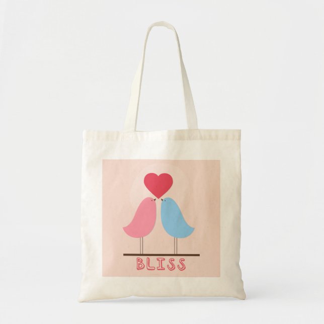 Two Birds and a heart Tote Bag (Front)