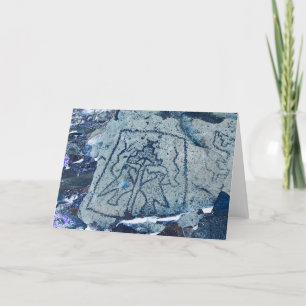 Two birds beneath a Terraced Mountain Petroglyph Card