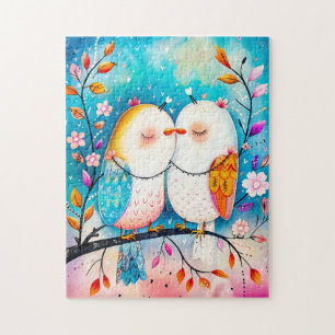 Two Birds in Love on a Branch Jigsaw Puzzle