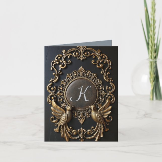 Two Birds Ornate Personalised Note Card (Front)