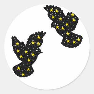 Two Birds Silhouette Classic Round Sticker