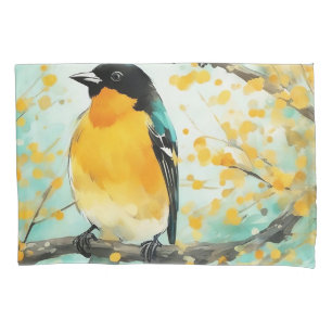 Two Birds Sitting on Tree Branch Pillowcase