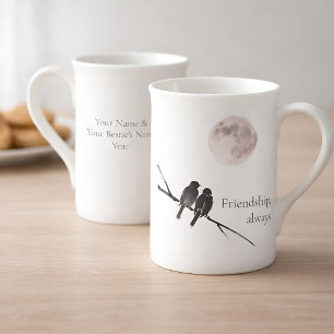 Two Birds Sumi-E Friendship, Always Galentines Bone China Mug