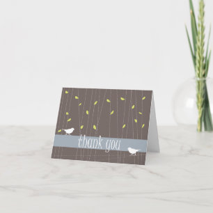 Two Birds Thank You Card: Chocolate Brown Card