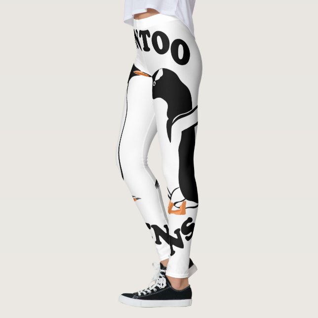 Two black and white Gentoo Penguins Leggings (Left)