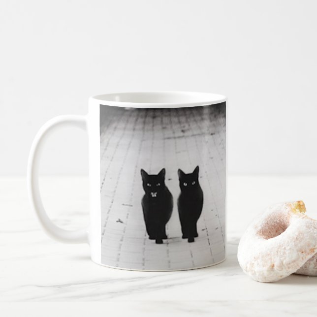 Two Black Cats Classic Coffee Mug (With Donut)