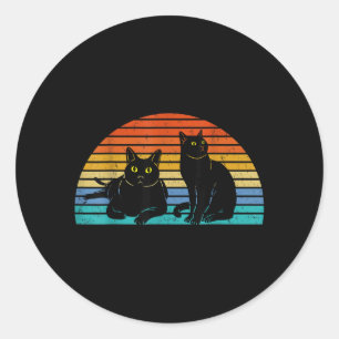 Two Black Cats Colourful Background Cat Lovers Classic Round Sticker