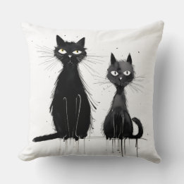 Two Black Cats Design Cushion