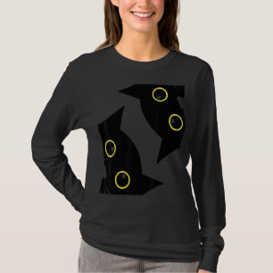 Two Black Cats Having Fun Playing Peek A Boo Illus T-Shirt