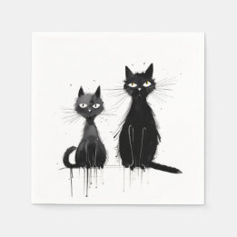 Two Black Cats Napkin