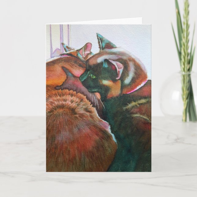 Two Black Cats on the Windowsill Card (Front)