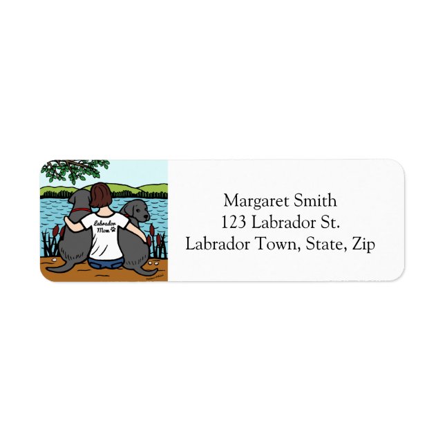 Two Black Labradors and Mum Return Address Label (Front)