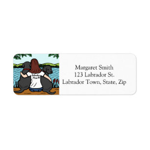 Two Black Labradors Mum Long Return Address Label